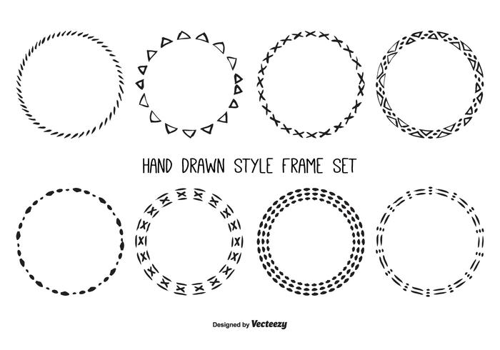 Nettes Handgezeichnetes Rahmenset vektor