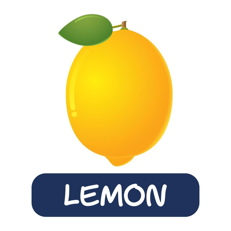 tecknad citron frukt vektor isolerad på vit bakgrund
