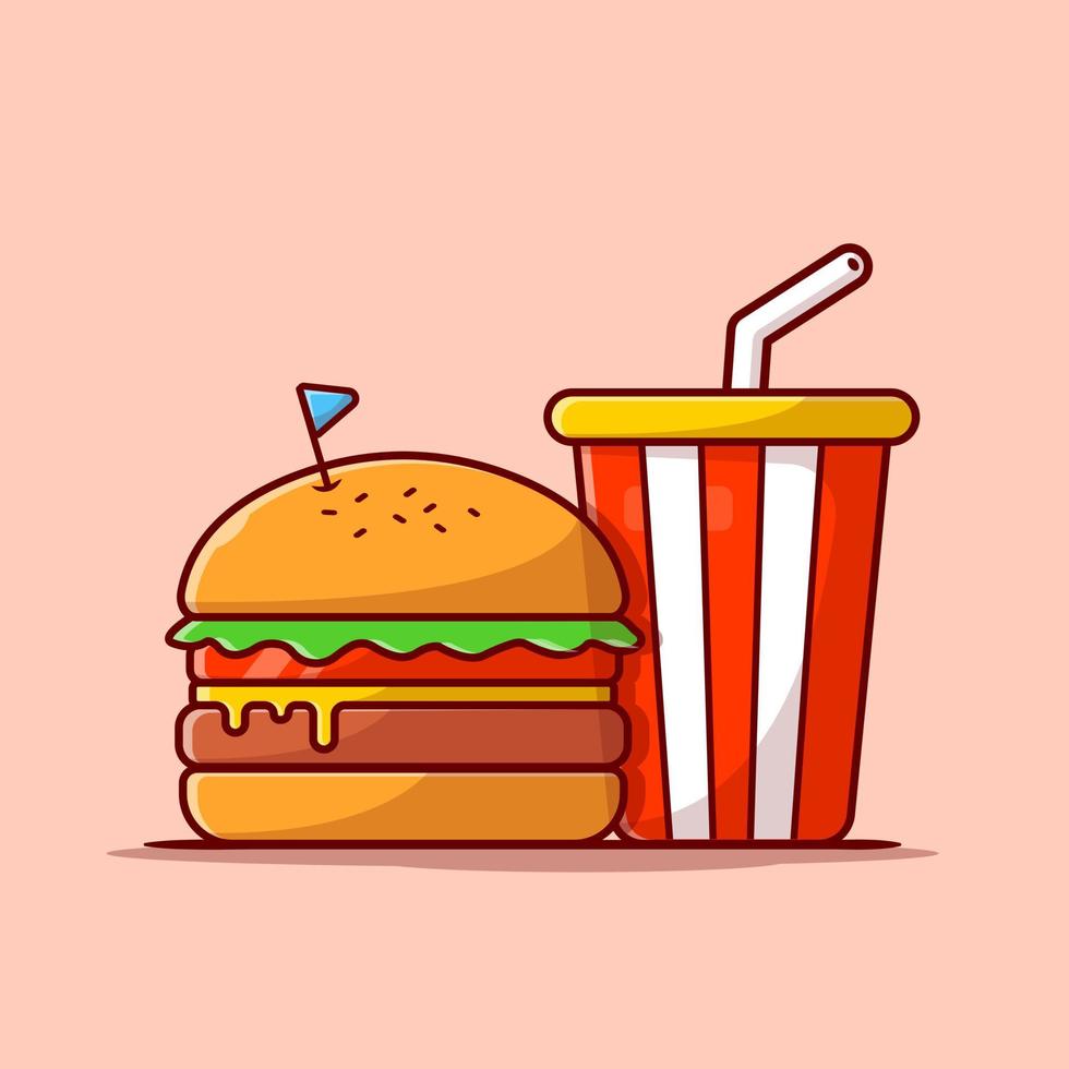 burger und soda cartoon vektor symbol illustration. essen und trinken icon konzept isoliert premium vektor. flacher Cartoon-Stil