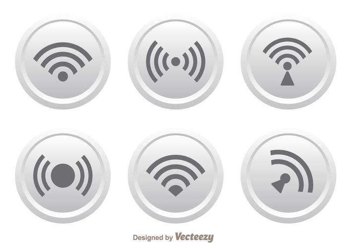 Weißer Knopf Wifi Logo-Vektoren vektor