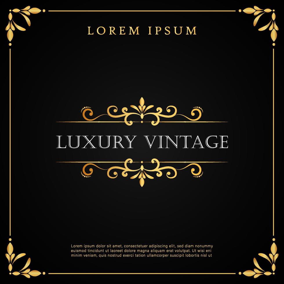 elegantes luxus-vintage-goldverzierung mit rahmen dekorativ vektor