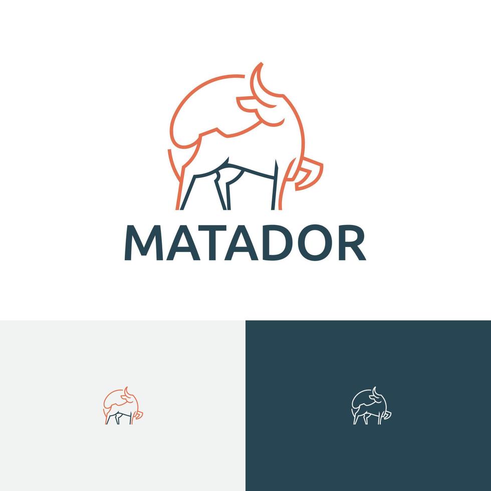 stor matador bull unik linje stil logotyp vektor