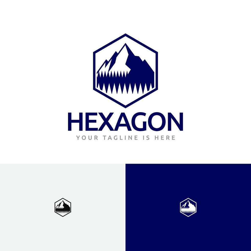 Pine Tree Mountain Hexagon Schild Abenteuer Urlaub Logo erkunden vektor