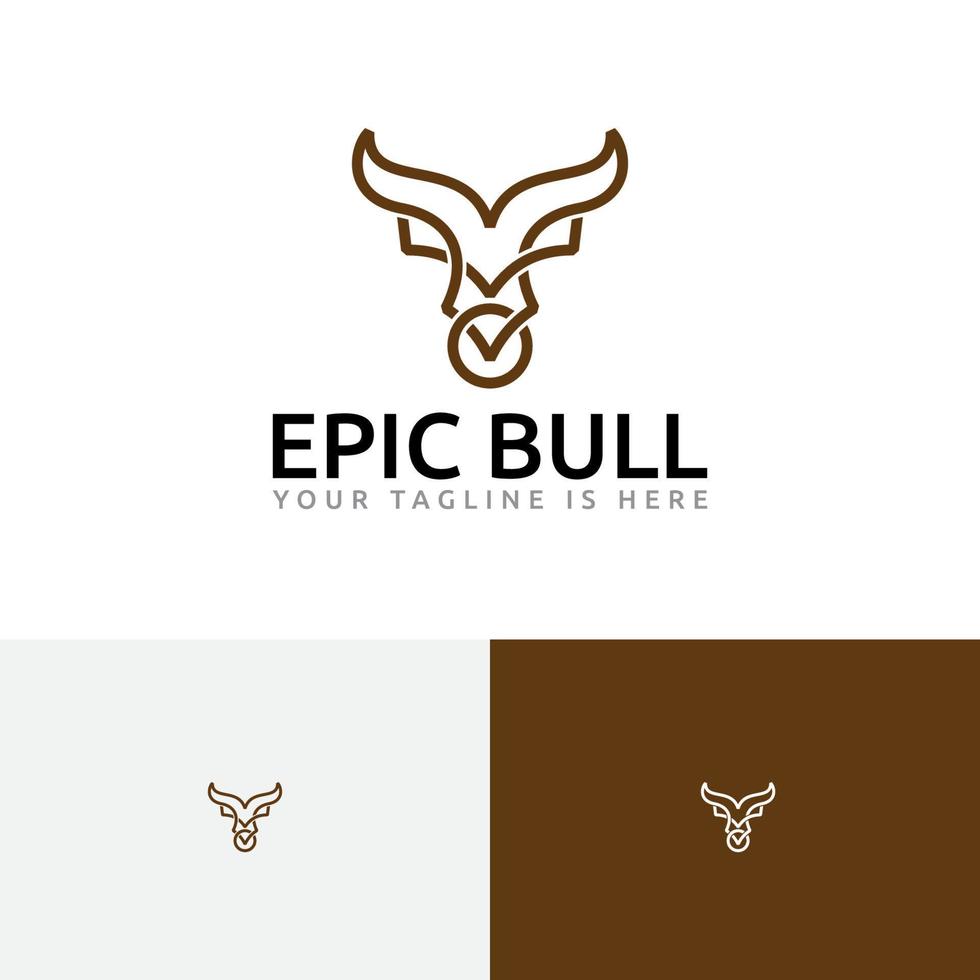 episches Stierkopf-Logo mit gehörnten Tieren vektor