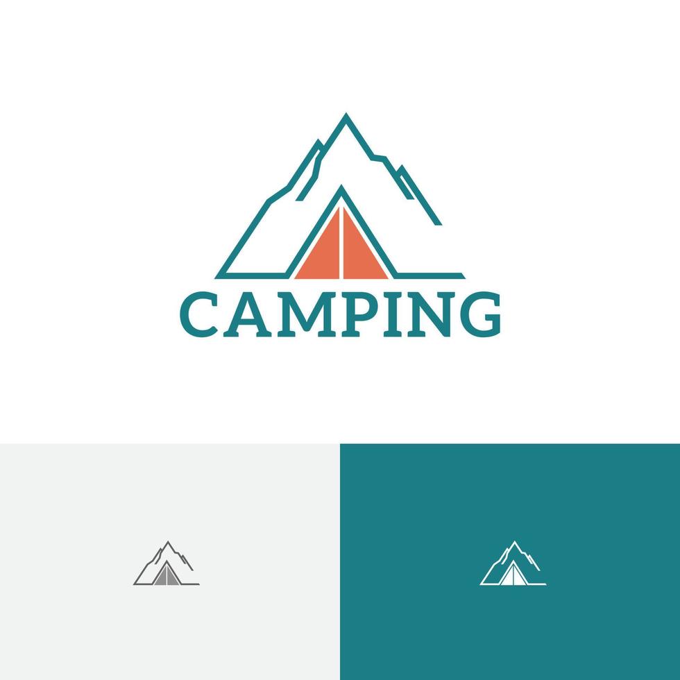 berg camping toppmöte natur utforska äventyr logotyp vektor
