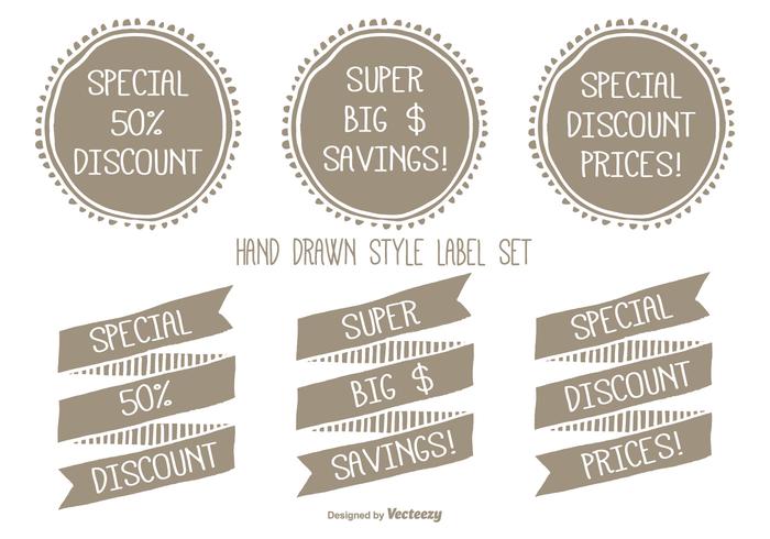 Handgezeichneten Style Discount Label Set vektor