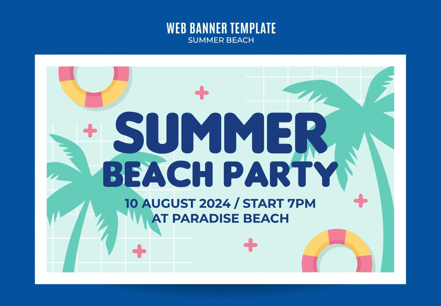 sommardag - strandfest webbbanner för sociala medier affisch, banner, rymdområde och bakgrund vektor