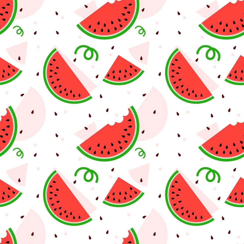 seamless mönster av vattenmelon skivad på vit bakgrund. vektor