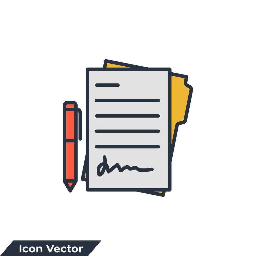 Vertrag-Symbol-Logo-Vektor-Illustration. Dokumentsymbolvorlage für Grafik- und Webdesign-Sammlung vektor