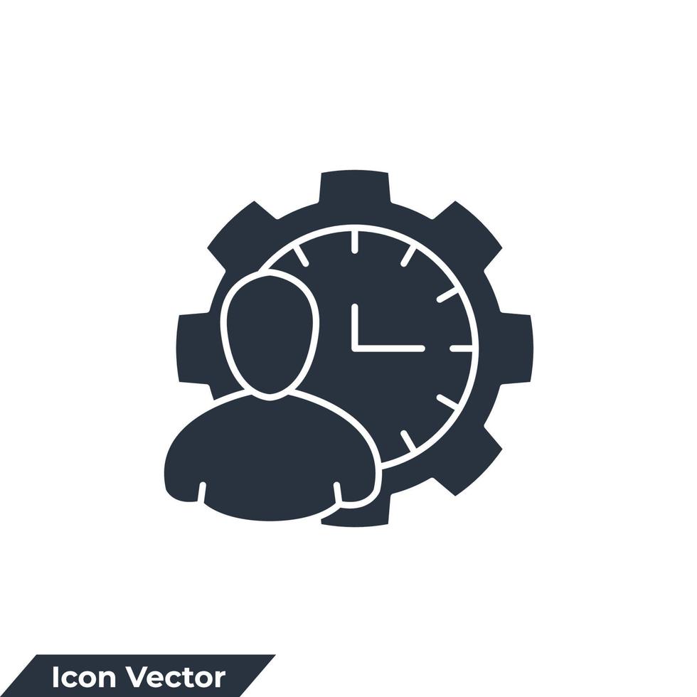 Person Stunde Symbol Logo Vektor Illustration. Zeitmanagement-Symbolvorlage für Grafik- und Webdesign-Sammlung