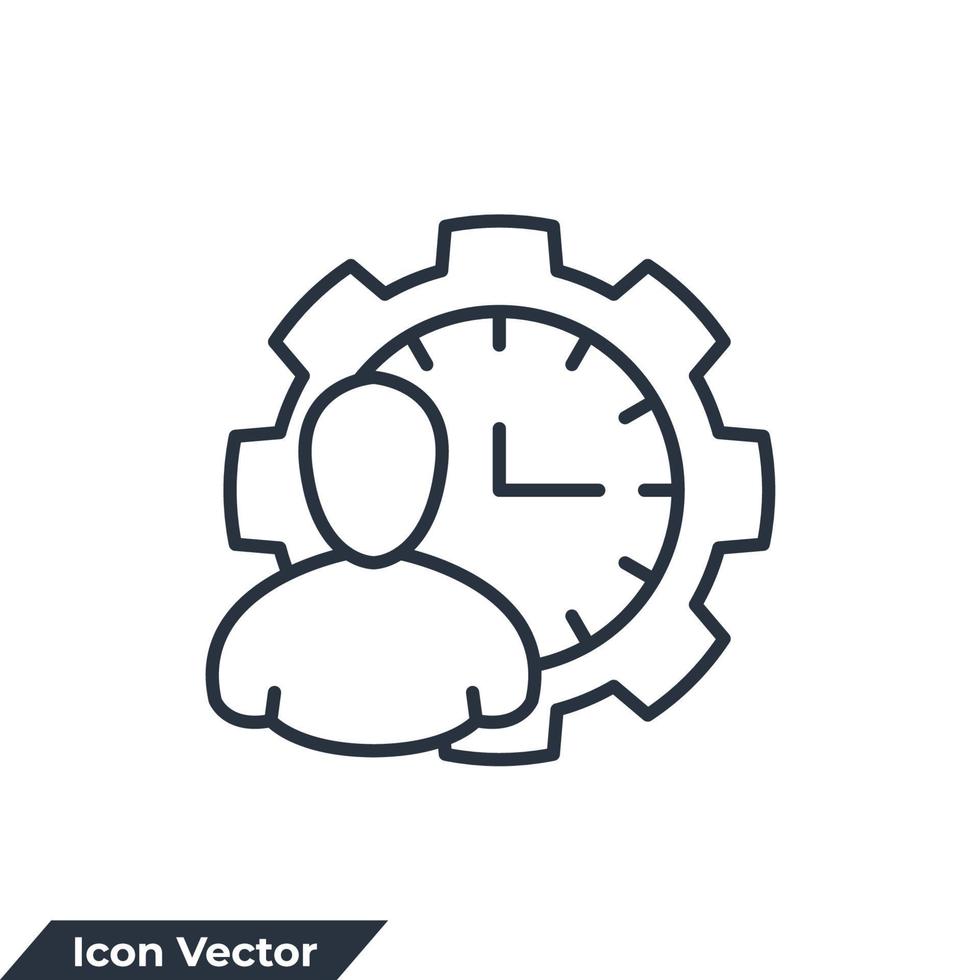 Person Stunde Symbol Logo Vektor Illustration. Zeitmanagement-Symbolvorlage für Grafik- und Webdesign-Sammlung