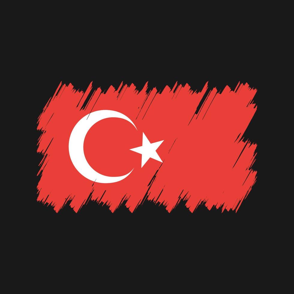 Turkiet flagga borste vektor. National flagga vektor