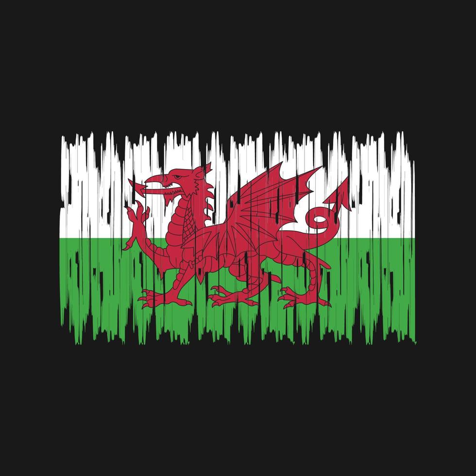 Pinselstriche der Wales-Flagge. Nationalflagge vektor