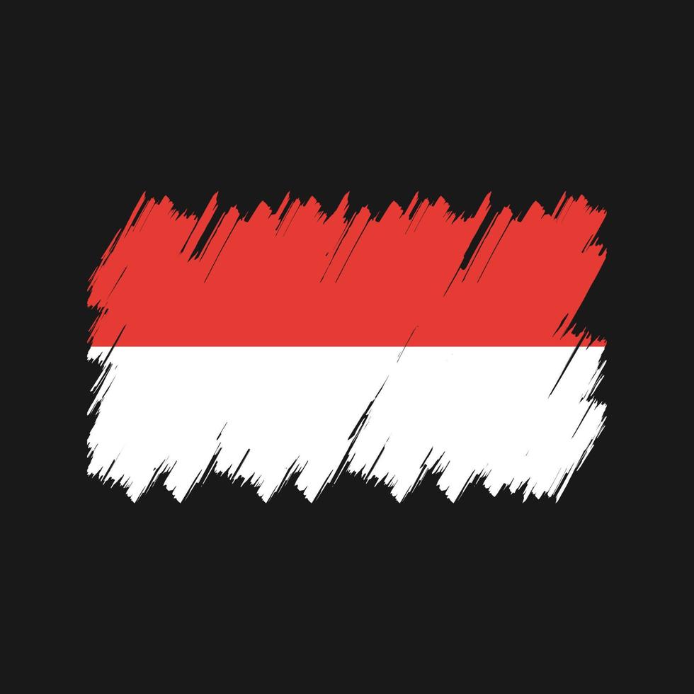 Indonesien eller Monaco flagga borste vektor. National flagga vektor