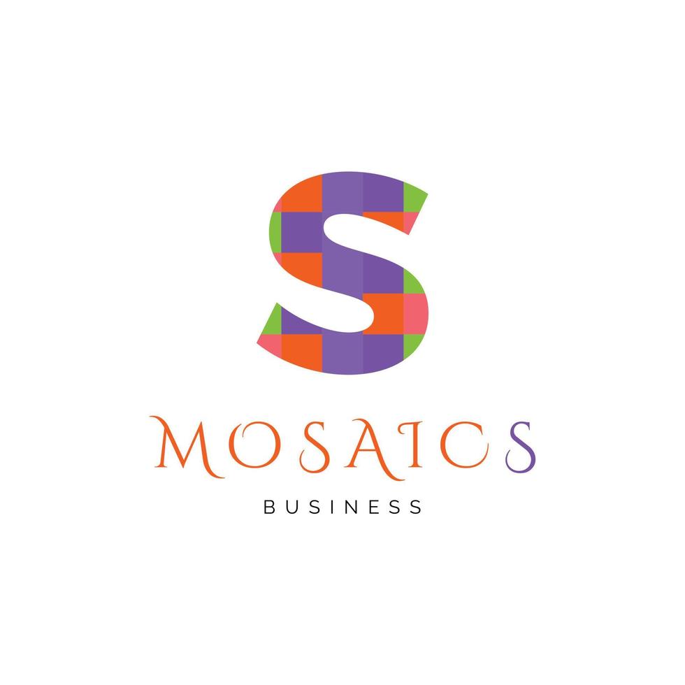 anfangsbuchstabe s mosaik symbol logo design inspiration vektor