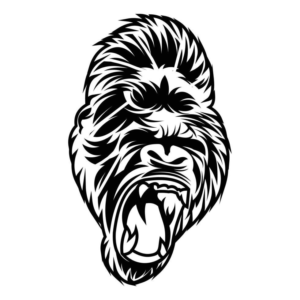 huvud gorilla arg linjekonst vektor