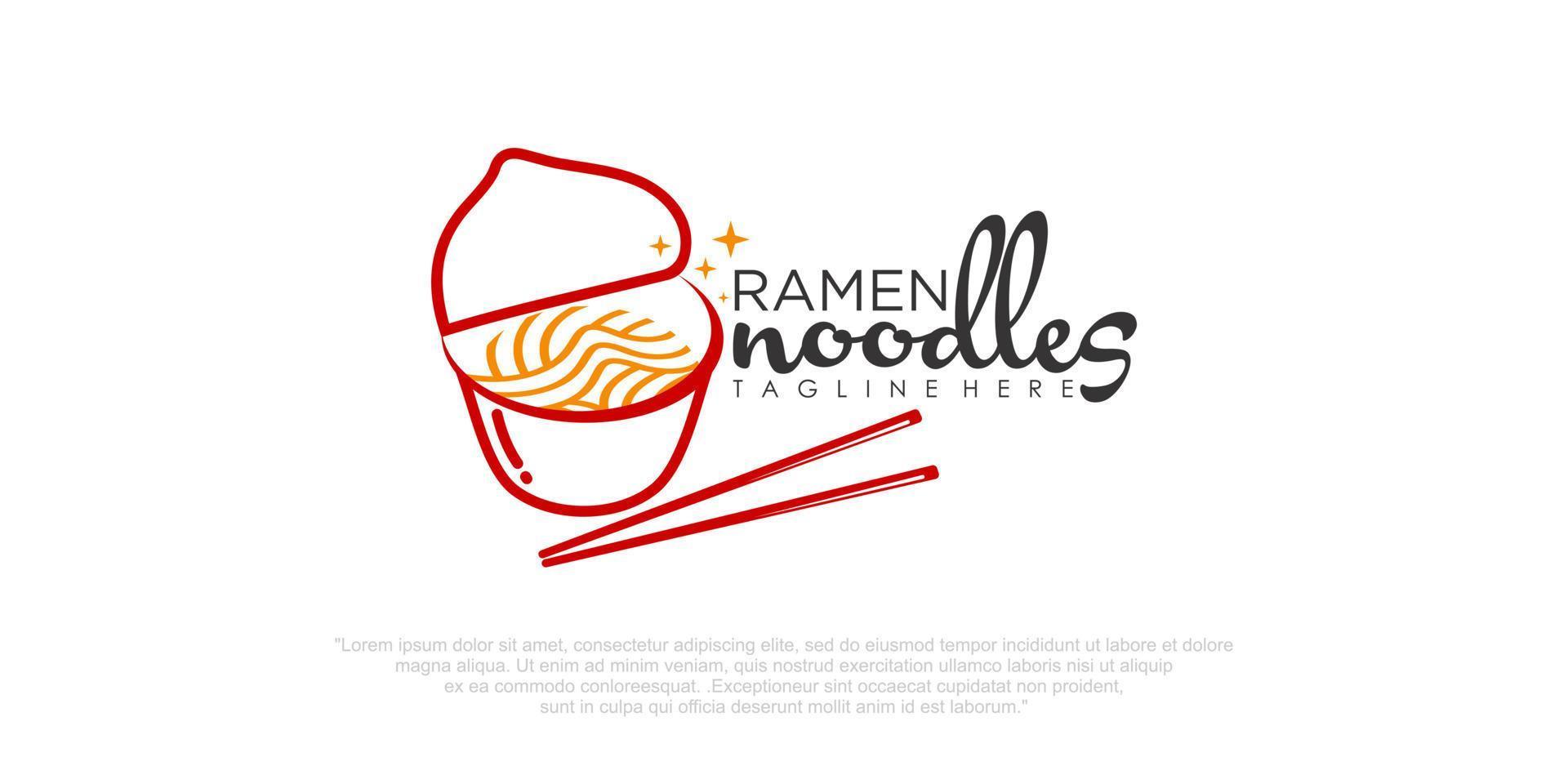 kinesisk nudel logotyp design ikon mall. japansk ramen vektor illustration