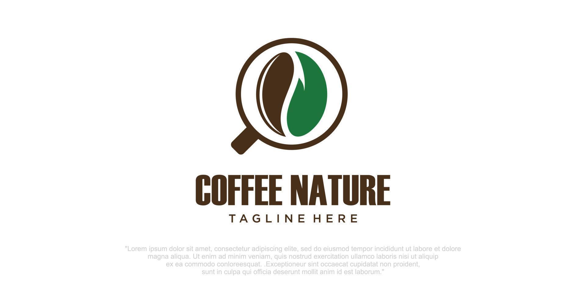 Kaffeetassenlogo mit Blatt, einzigartiges Konzeptdesign für Ihre Markenidentität vektor