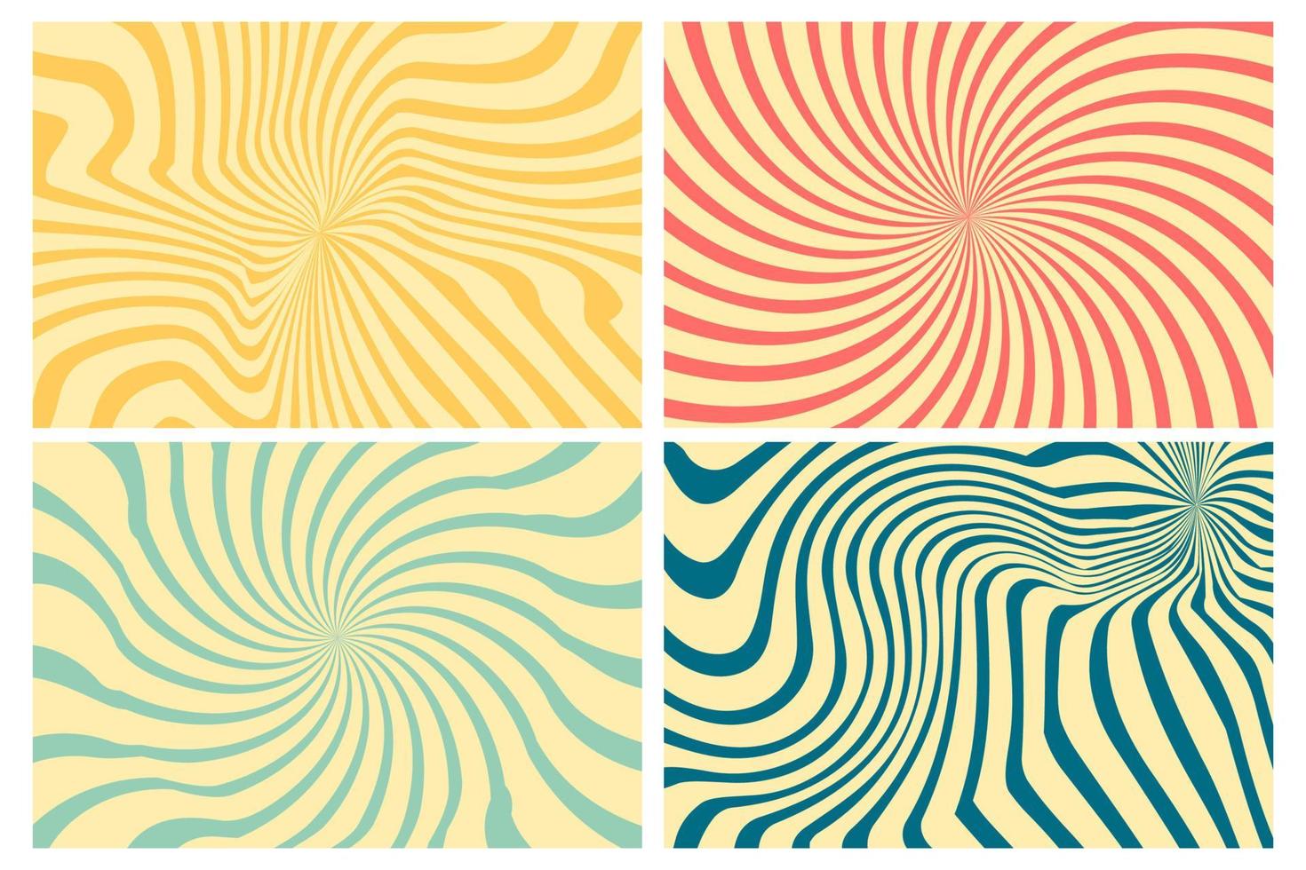 groovy hippie 70-tal bakgrunder med vågor virvel snurra mönster vektor