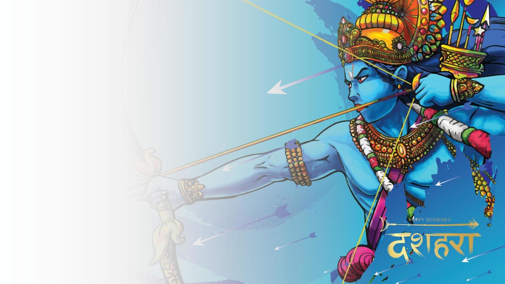 Lord Rama tötet Ravana beim Happy Dussehra Navratri Poster Festival in Indien. übersetzung dussehra vektor
