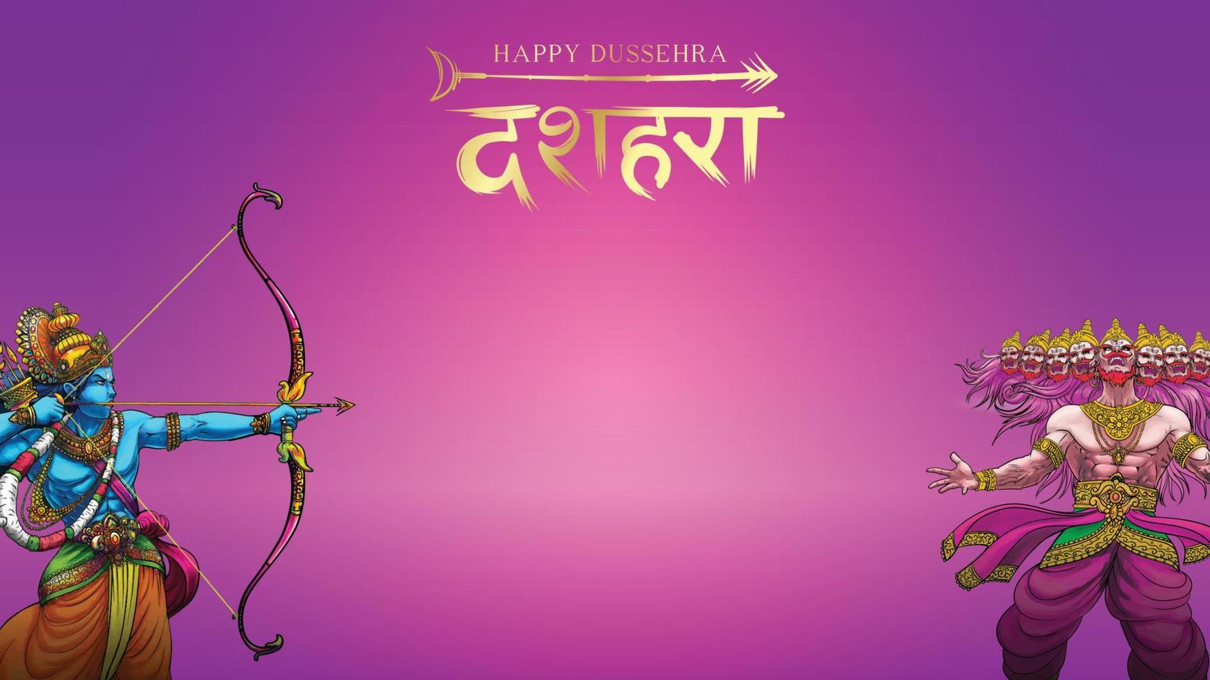 Lord Rama tötet Ravana beim Happy Dussehra Navratri Poster Festival in Indien. übersetzung dussehra vektor