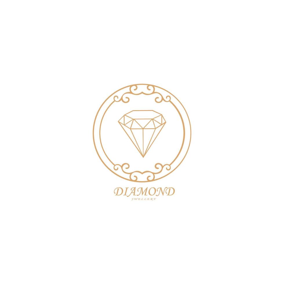 Diamant-Schmuck-Logo-Design-Vektor-Vorlage. Etiketten- oder Abzeichenvektor-Designelement, Vorlage für Geschäftszeichen. vektor