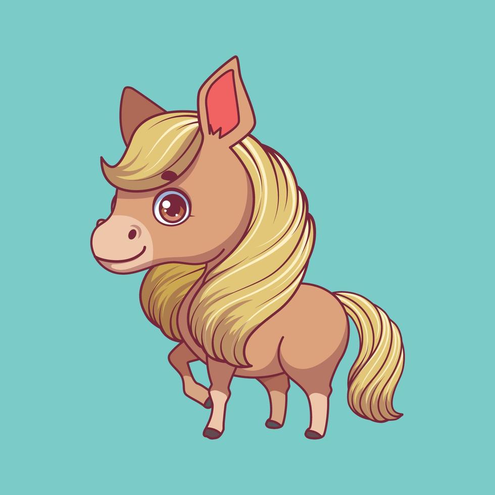 illustration av en tecknad häst på färgglad bakgrund vektor