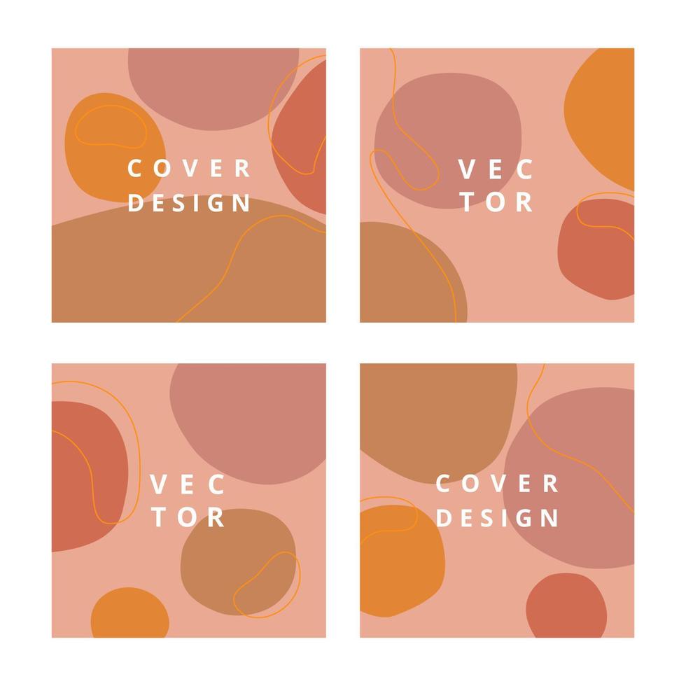 abstrakt uppsättning enkla fyrkantiga bakgrunder med runda former i pastellfärger. modern designmall med plats för text. minimal omslagsdesign. geometri sammansättning av cirklar. vektor illustration