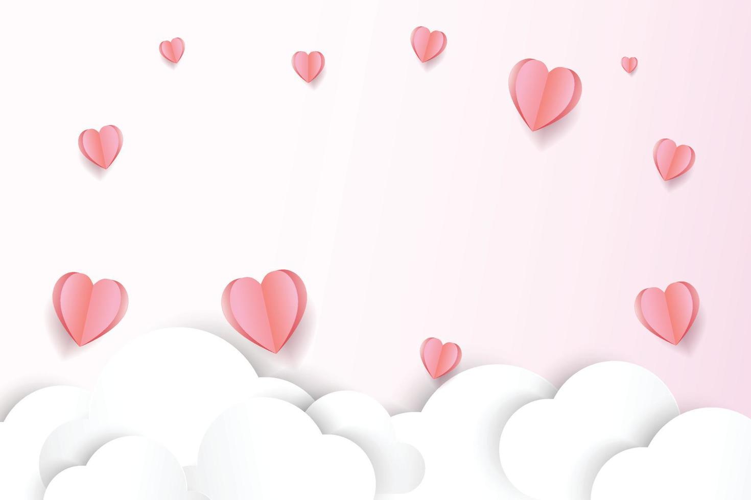 Papierschnitt Hintergrund rosa Herzform, Illustration für Valentinstag, Muttertag oder Liebestag, Vektor-Grußkarte. vektor