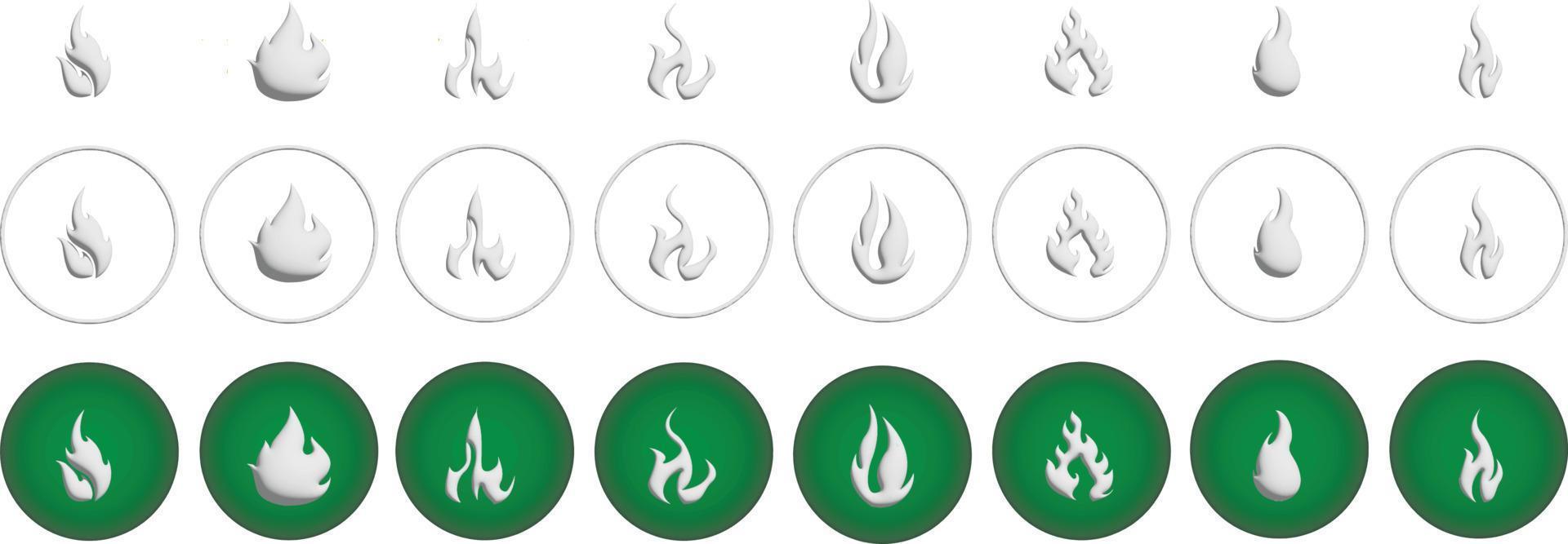 satz von flammensymbol im flachen stil. Benutzeroberfläche für Erwärmungszeichen. Vektor-Illustration vektor