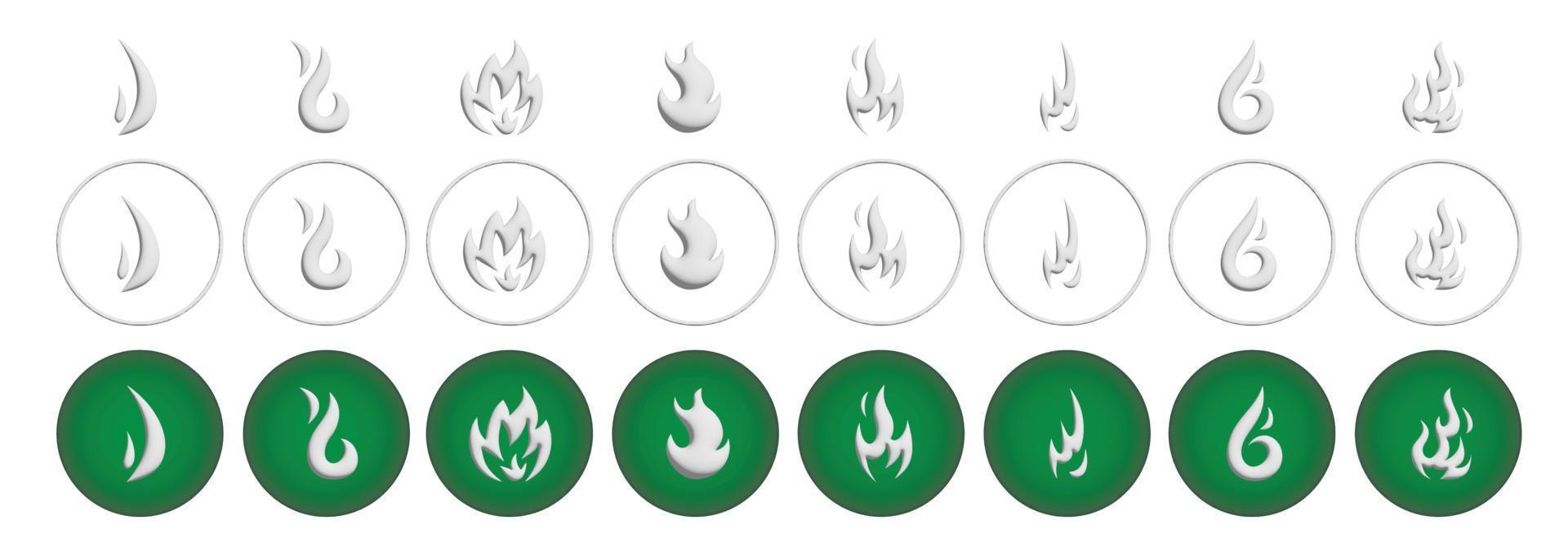 uppsättning av låga ikonen i platt stil. uppvärmningsskylt användargränssnitt. vektor illustration