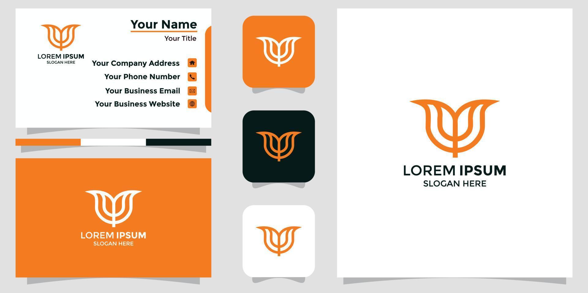 minimalistische Logo-Blume und Branding-Karte vektor