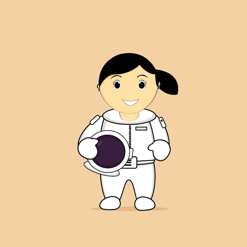 söt astronom flicka håller helmet.flas illustration vektor