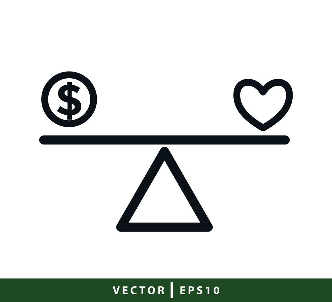 Wippe Dollar und Liebe Symbol Vektor-Logo-Design-Vorlage vektor