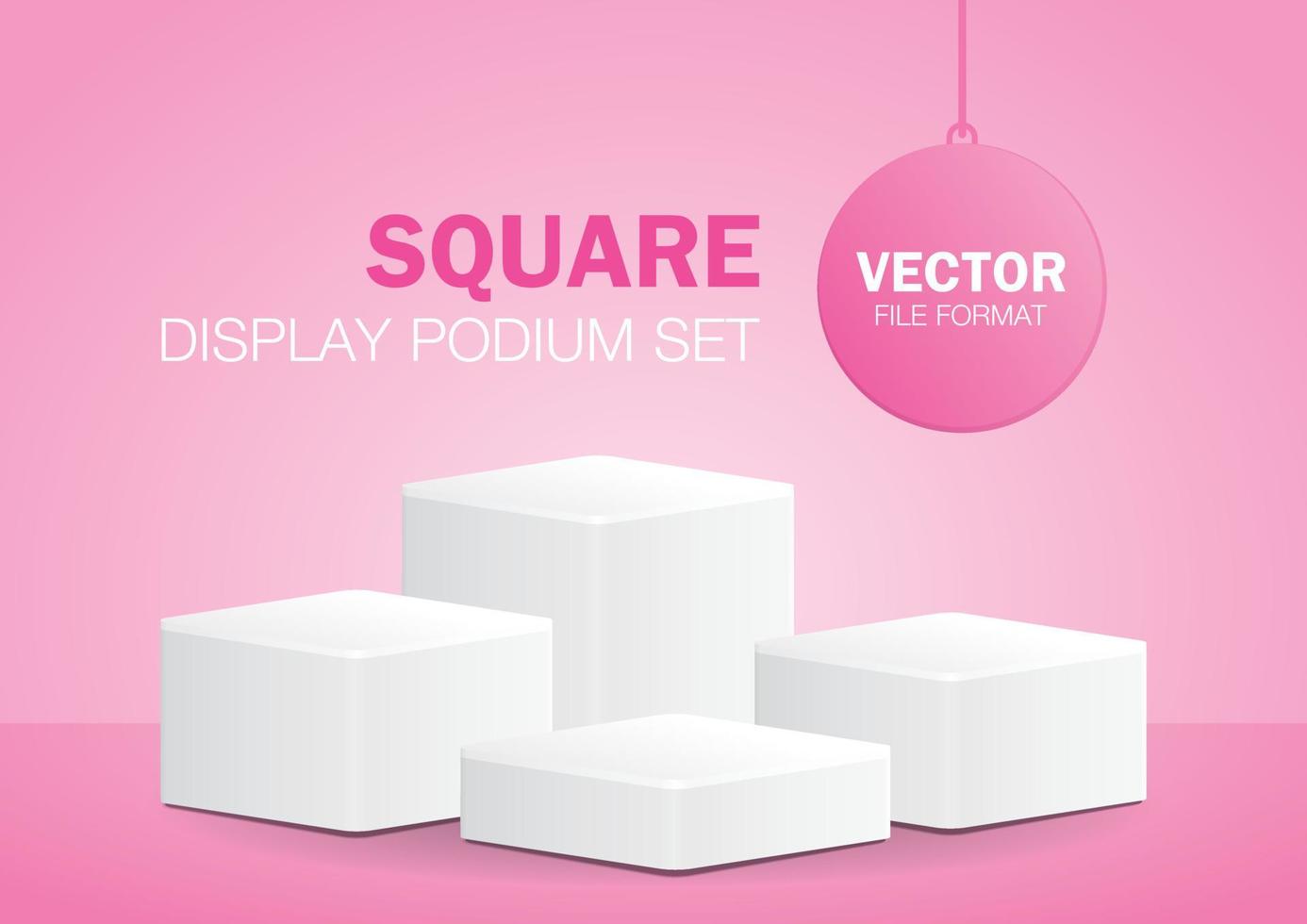 minimales weißes quadratisches Produktpodium Set 3D-Illustrationsvektor auf pastellrosa Hintergrund zum Platzieren Ihres Objekts vektor