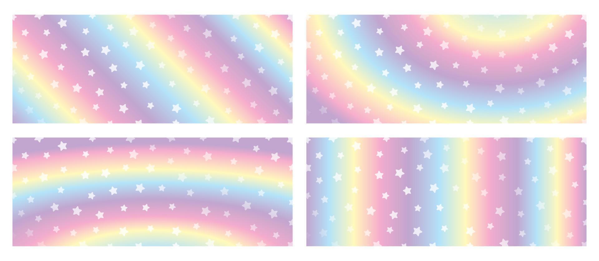 söt kawaii regnbåge färg bakgrund med glänsande stjärnor element illustration vektor set