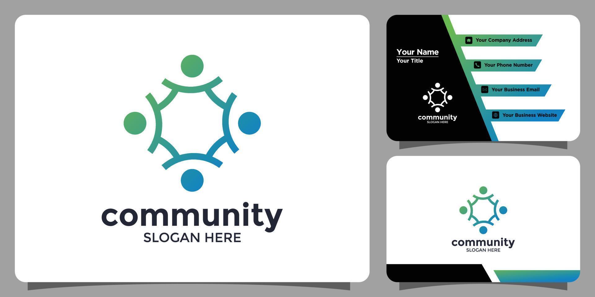 community design logotyp med visitkort vektor