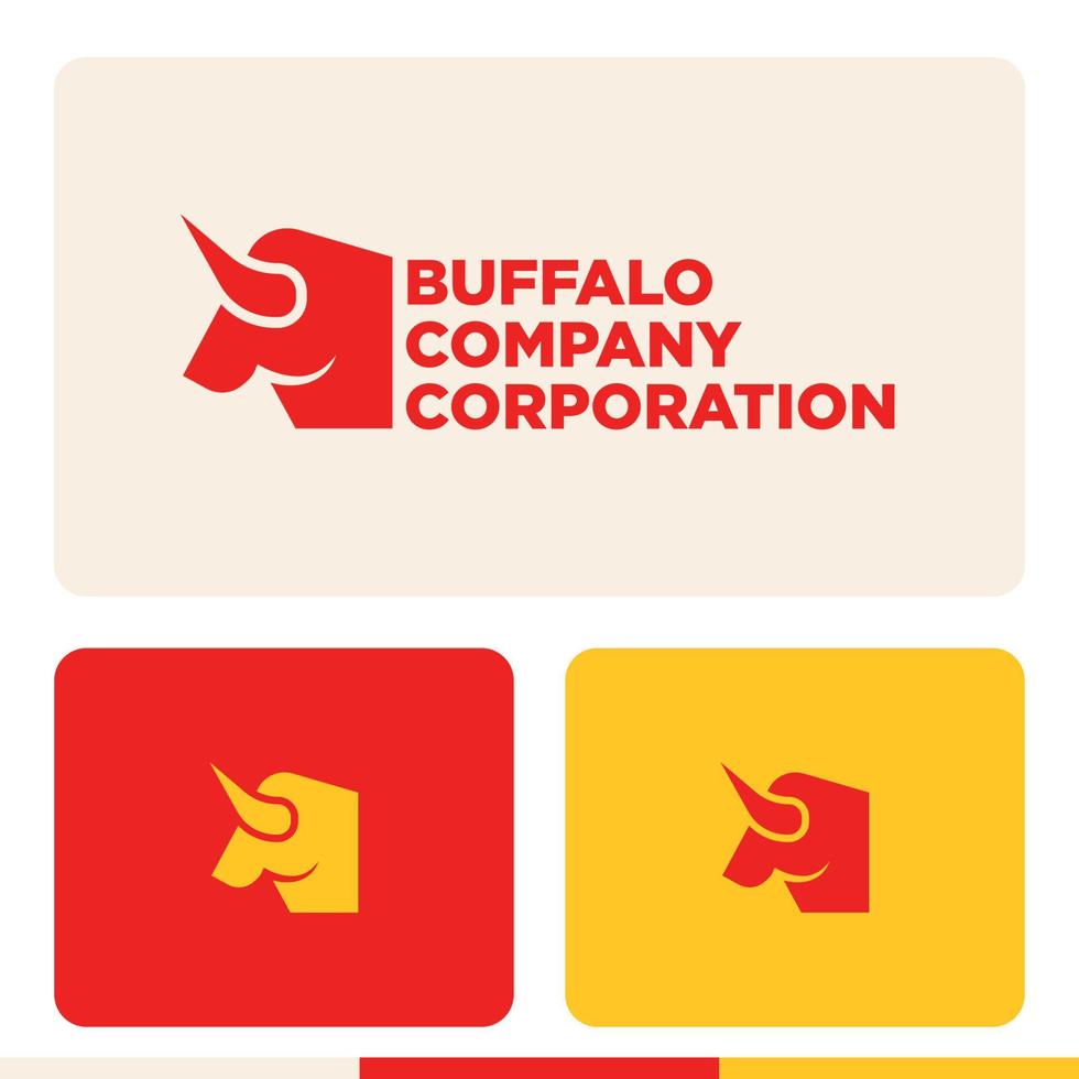 einfaches minimalistisches Büffel-Logo-Design vektor