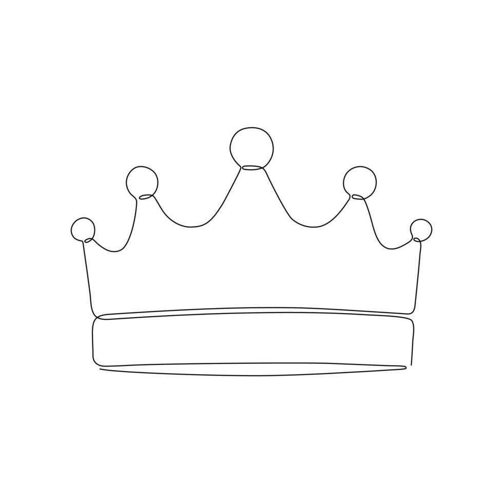 krone königliches symbol des königs, durchgehende einlinienzeichnung. Krone für König, Königin, Prinz oder Prinzessin. Fee Korona. vektor hand gezeichnete umrissillustration