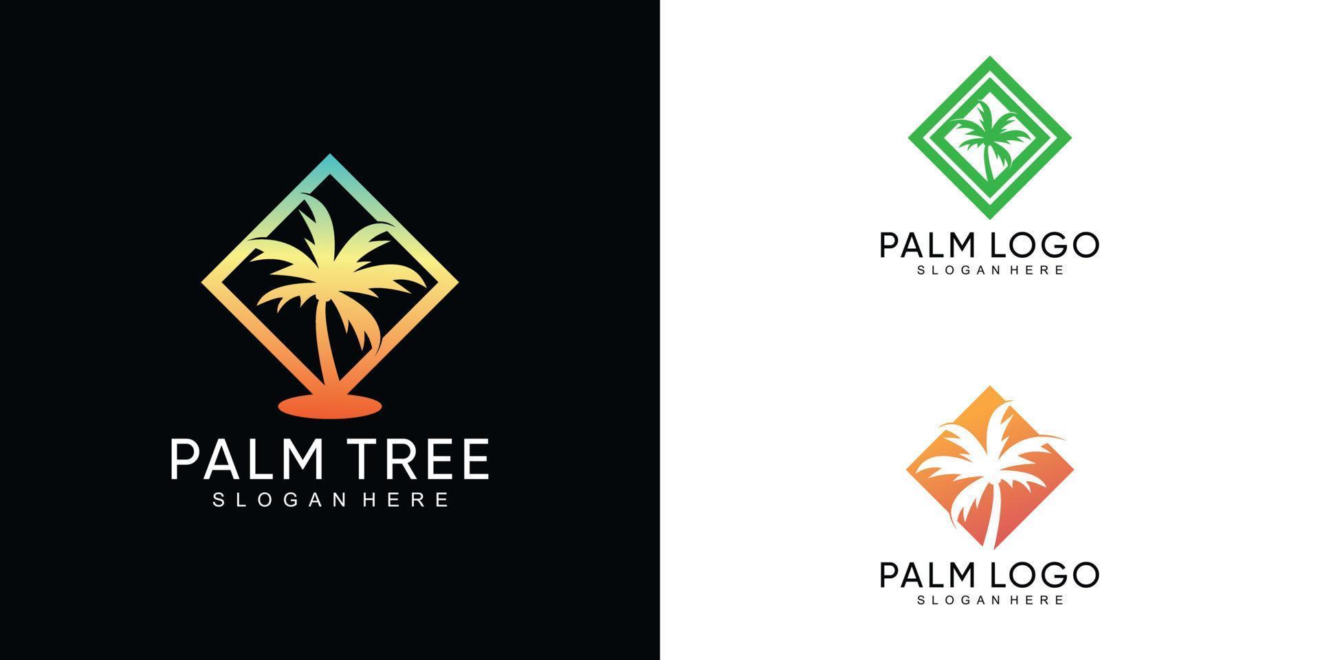 Palmträd logotyp formgivningsmall med modern koncept premium vektor