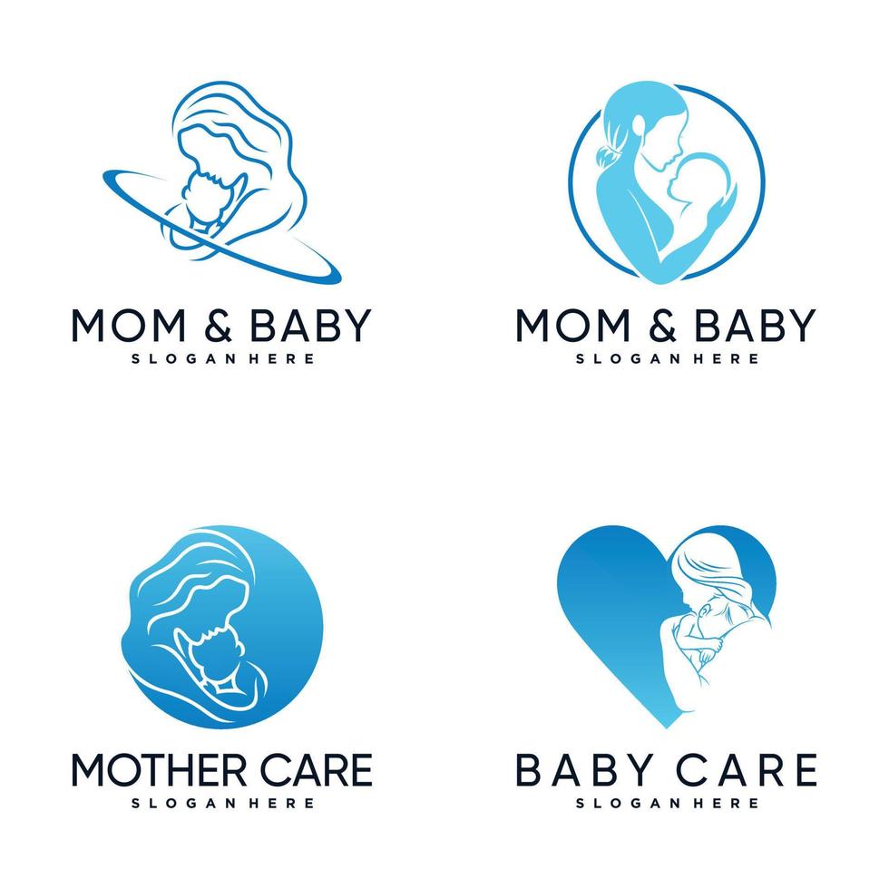 set bündel von mama- und baby-logo-design-inspiration mit kreativem konzept premium-vektor vektor