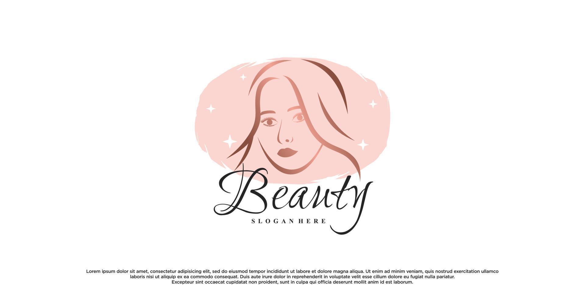 Beauty-Logo-Design für Salon mit Frauengesicht und kreativem Konzept-Premium-Vektor vektor