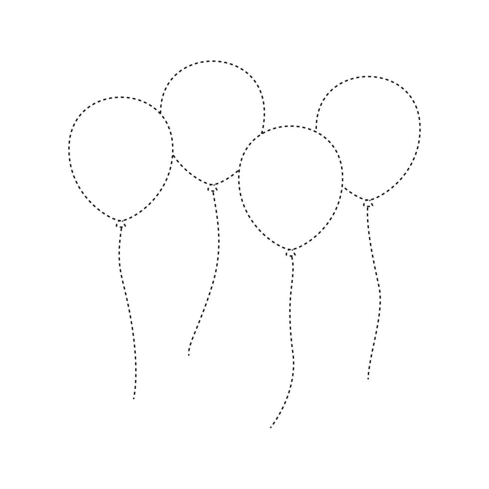 Arbeitsblatt zum Nachzeichnen von Ballons für Kinder vektor