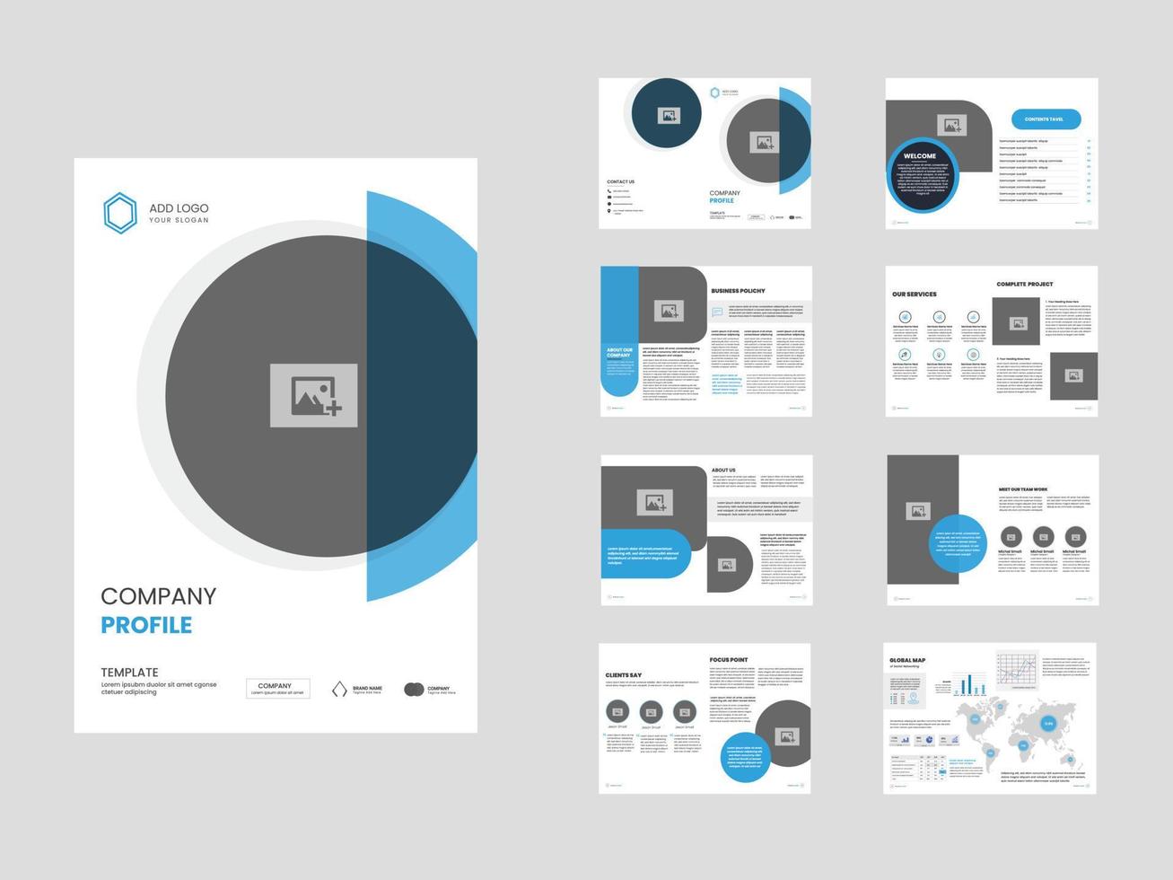 Firmenprofil mehrseitige Broschüre Vorlagendesign kreative Geschäftsbroschüre vektor