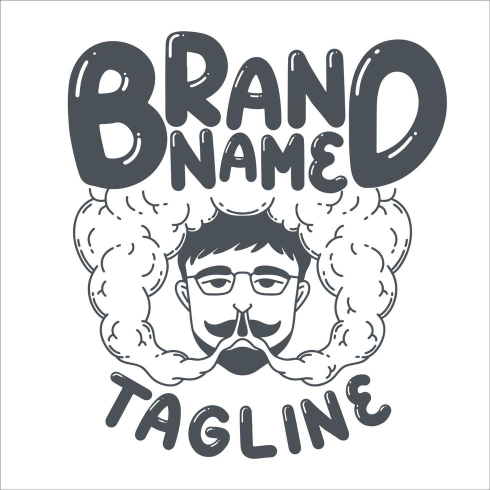 vape store logo mit mann brille linie kunststil vektor