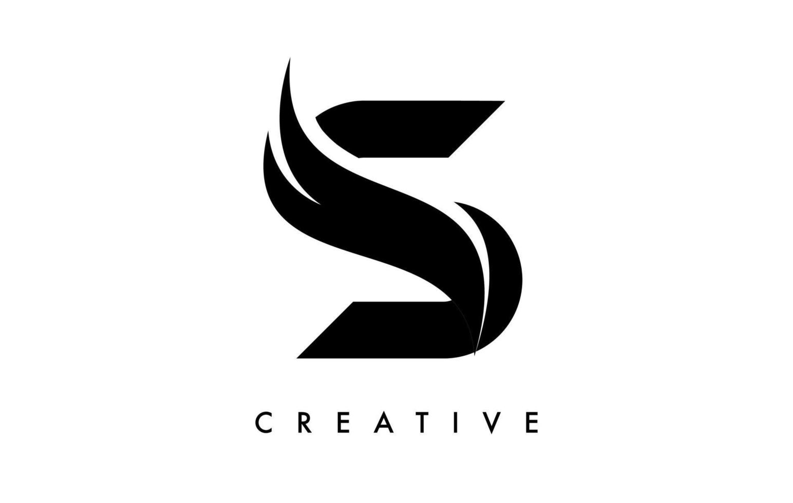 buchstabe s logo icon design mit swoosh und kreativem kurvenschnittformvektor vektor