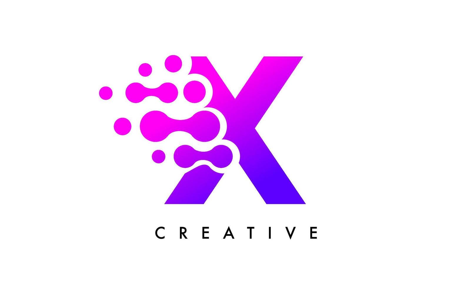bubblor prickar bokstaven x logotypdesign. kreativ bokstavsikon med blå bubblor och cirkulära prickar vektor