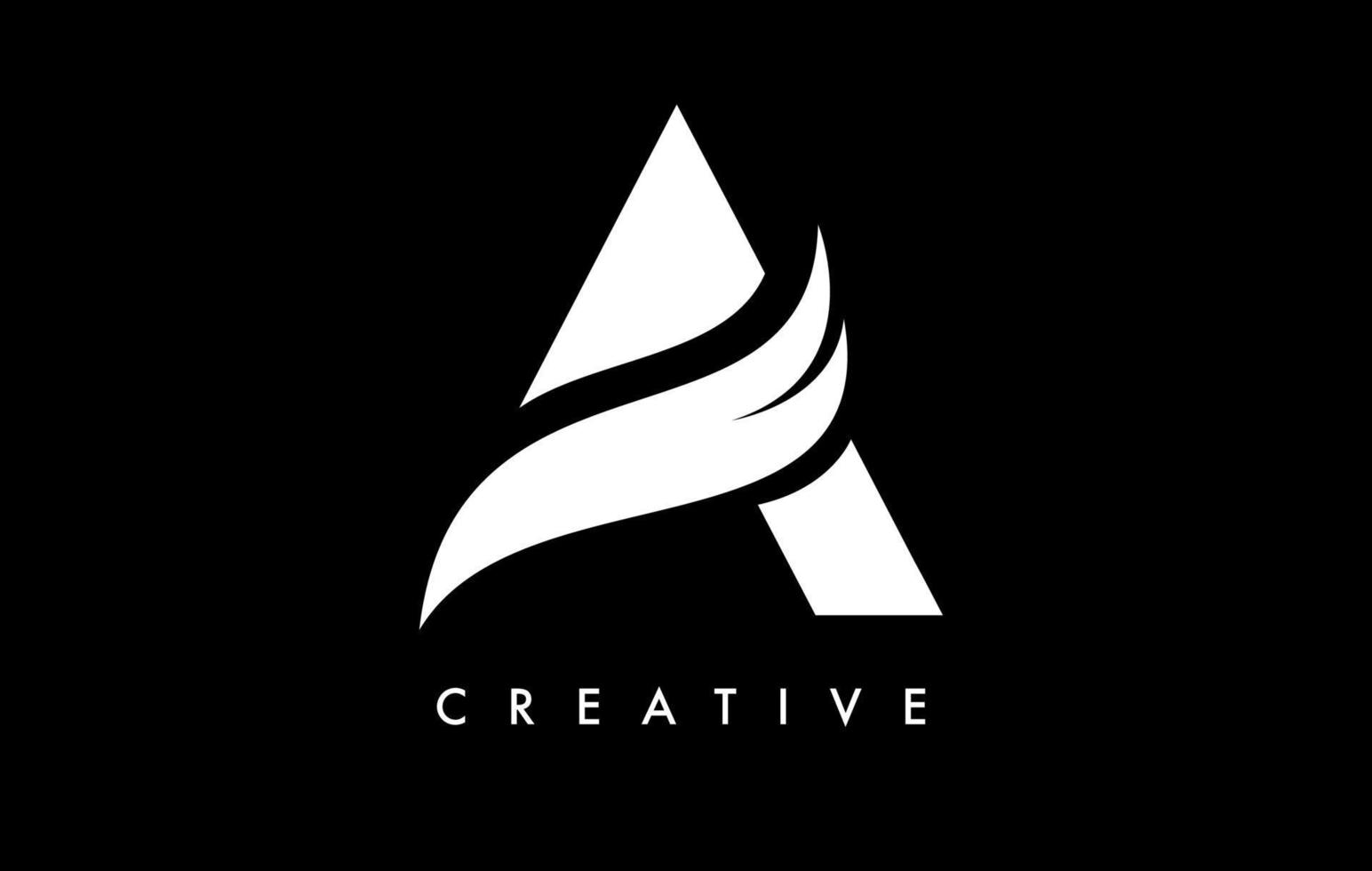 Schreiben Sie ein Logo-Icon-Design mit Swoosh und kreativem Vektor mit gebogener Schnittform