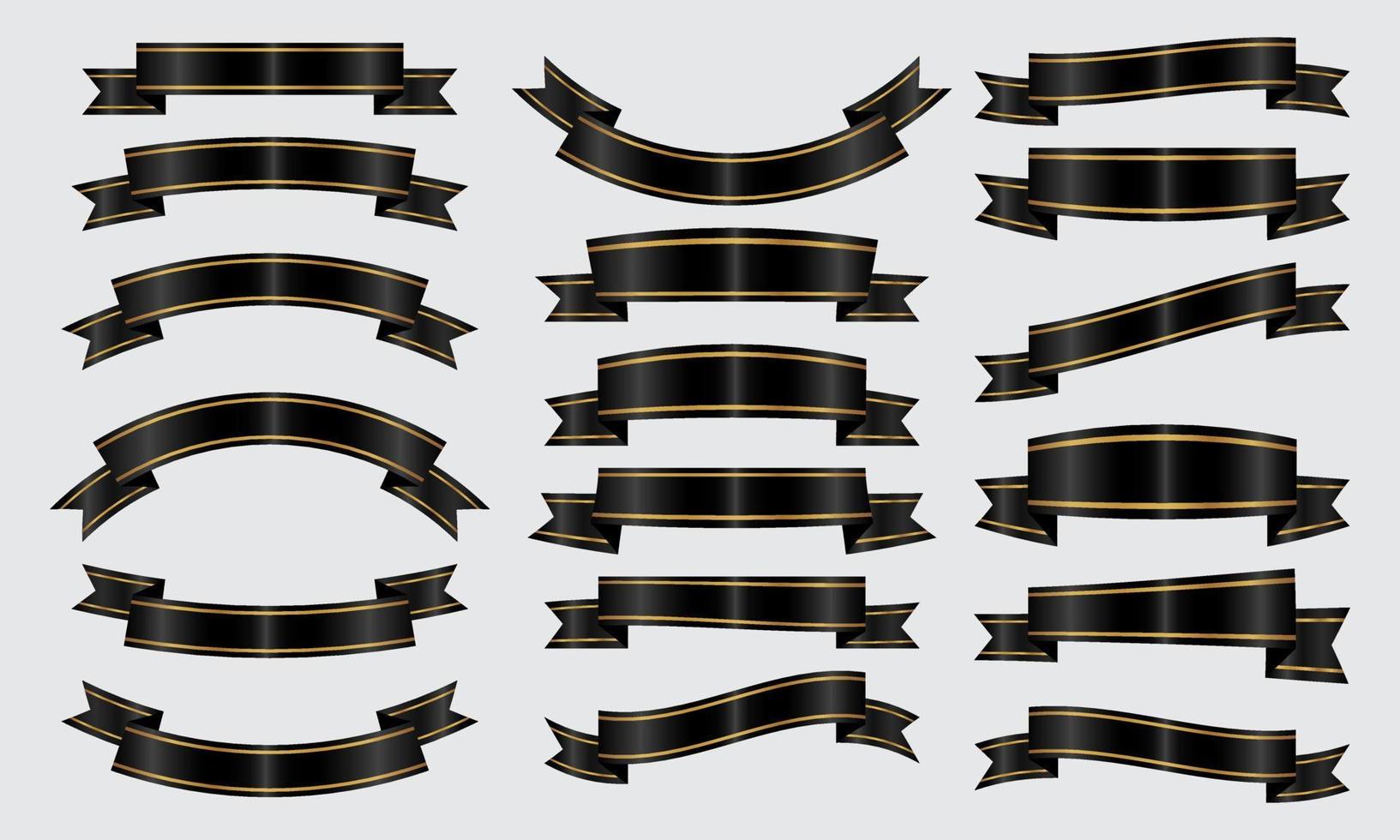 satz von luxus-bannerbändern verschiedene formen schwarzgold. Vektor-Illustration vektor