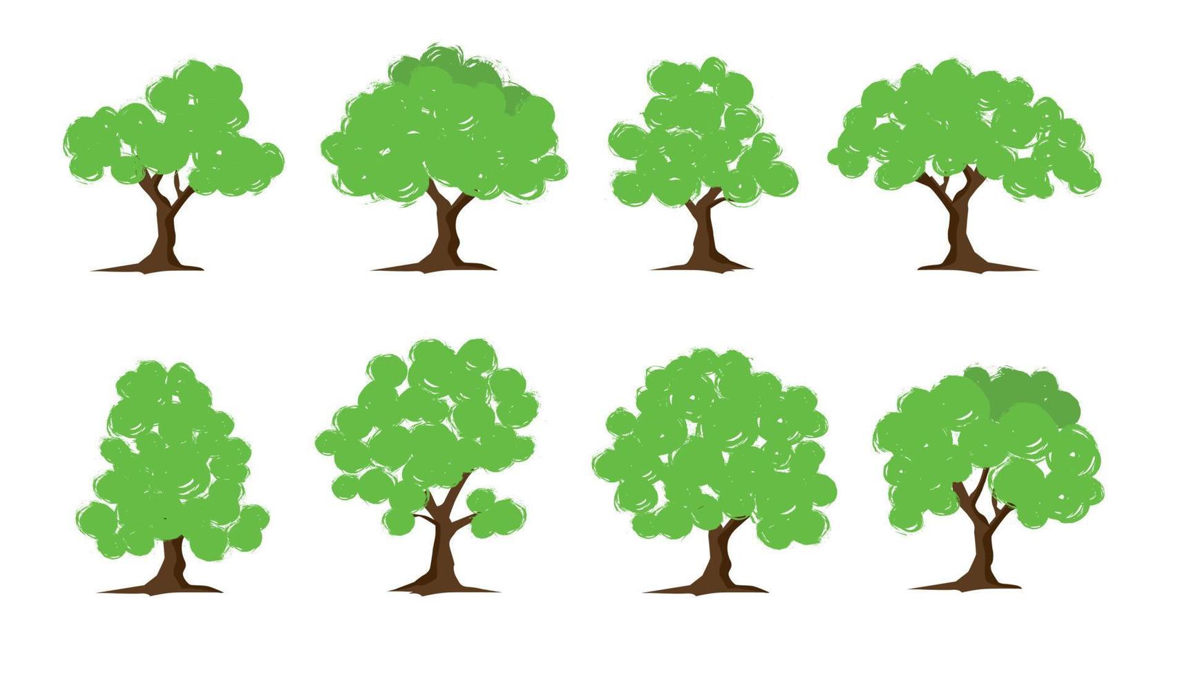 Bäume zum Dekorieren von Gärten, Vektorillustration. vektor